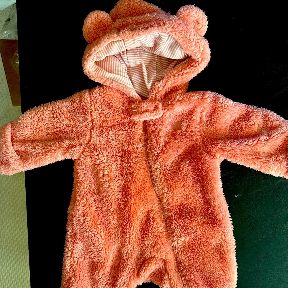 3mo fuzzy pink Bear suit